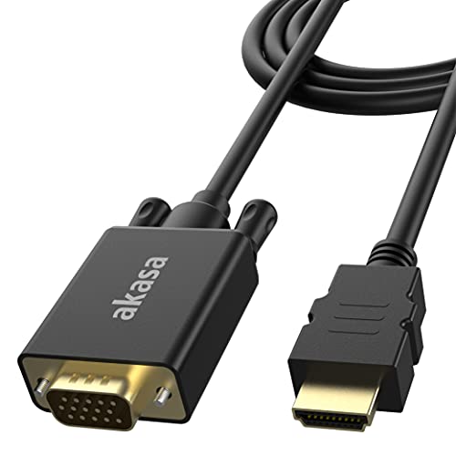 Akasa HDMI auf VGA Adapterkabel | Full HD 1080P | Unterstützt hohe Auflösung | 24K vergoldete Stecker | Eingebauter intelligenter Chipsatz | 2m | AK-CBHD26-20BK von Akasa