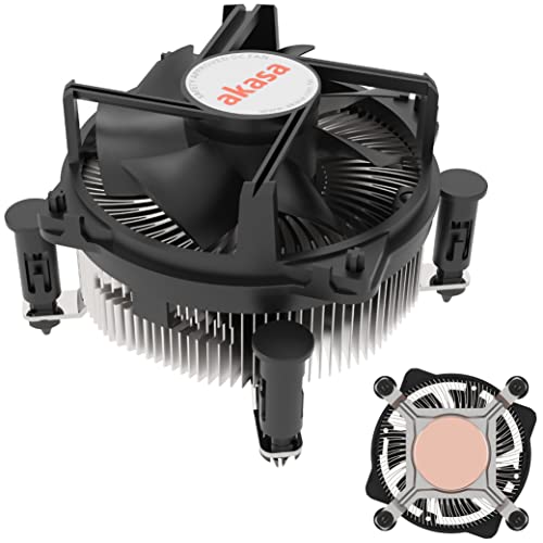 Akasa Kupferkern Kühler für Intel® LGA1700, 90mm PWM Lüfter für Core™ i9 Prozessoren bis zu 125 W TDP, Kühlkörper mit Kupferkern, Doppelkugellager, AK-CC6606BP01 von Akasa