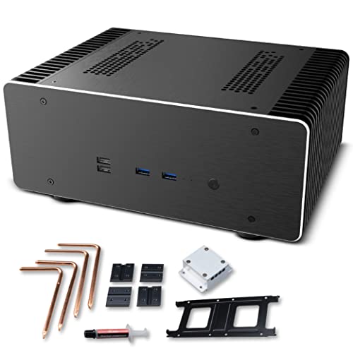 Akasa Maxwell Pro Plus, Aluminium Fanless Mini-ITX Case, LGA1700 Ready, Thermal Kit Included, Small Form Factor Computer Chassis for Gaming & HTPC & Audiophile Environments, A-ITX48-M2B von Akasa