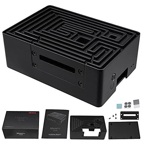 Akasa Maze Pro - Raspberry Pi 4 Passive Cooling Case | 100% Pure Aluminum Raspberry Pi Fanless Case | Removable GPIO Slot & Power Button | Designed for Raspberry Pi 4 Model B | A-RA10-M2B von Akasa