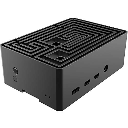 Akasa Maze Raspberry Pi 4 Case, Fanless Case for Raspberry Pi 4 Model B, Concealed Micro SD Slot, Power Button, with Thermal Pads, Aluminum Heatsink, Black, A-RA10-M1B von Akasa