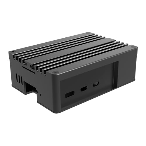 Akasa Pi-5 Pro, Aluminum Raspberry Pi 5 Case with Heatsink, Fanless Passive Cooling, Concealed Micro SD & GPIO Opening, Thermal Kit Included, Black, A-RA13-M2B von Akasa