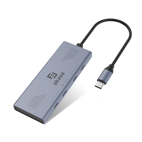 Akasa USB C Hub, Aluminium 4 Ports USB C auf USB C, USB 3.2 Gen 2 10Gbps Superspeed Transfer, unterstützt MacBook iPad Pro iPhone 15, Chromebook, Lenovo, Dell, HP and More, AK-CBCA32-18BK von Akasa