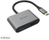 Akasa USB Typ C 2-In-1 Display-Adapter - silber - Digital/Daten - Digital/Display/Video Schnittstellenkarte/Adapter HDMI,VGA (AK-CBCA23-18BK) von Akasa