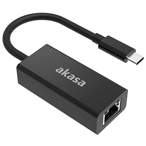 Akasa USB Typ-C auf 2,5 G Ethernet-Adapter, USB auf RJ45-Adapter, 10/100/1000/2500 Mbps, inklusive Tragetasche, kompatibel mit Windows 7/8/10, macOS | 15 cm, schwarz, AK-CBCA29-15BK von Akasa