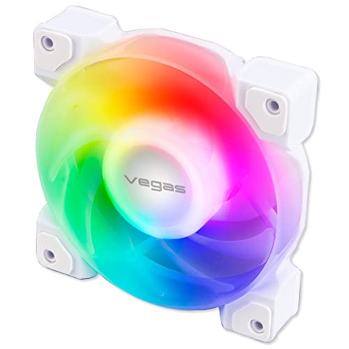 Akasa Vegas A12, adressierbarer RGB Lüfter, PC Ventilator mit PWM Steuerung, integrierter quadratischer LED aRGB Rahmen, Dual Kugellager, aRGB Motherboard Synchronisation, weiße, AK-FN111-WH von Akasa