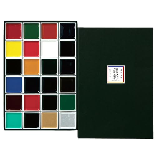 Kalligraphie-Tuschekasten für Sumi-E,"GANSAI" 24 Farben für japanische Sumie; AP260-24V AKASHIYA von Akashiya