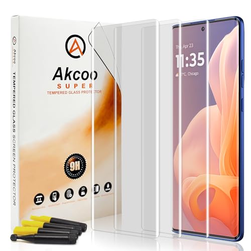 Akcoo Panzer Schutz Glas für Motorola G85 5G,UV-Kleber-Set [3 Stück],Rand zu Rand Vollabdeckung,Kratzer Reparieren,Fingerabdruck-ID Kompatibel,Empfindliche Berührung von Akcoo