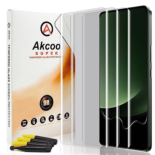 Akcoo Panzer Schutz Glas für Xiaomi 13 Ultra,UV-Kleber-Set [3 Stück],Rand zu Rand Vollabdeckung,Fingerabdruck-ID kompatibel,Empfindliche Berührung für Xiaomi 13 Pro von Akcoo