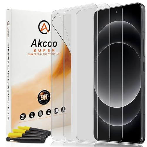 Akcoo Panzer Schutz Glas für Xiaomi 14 Ultra,UV-Kleber-Set [3 Stück],Rand zu Rand Vollabdeckung,Kratzer Reparieren,Fingerabdruck-ID Kompatibel,Empfindliche Berührung von Akcoo