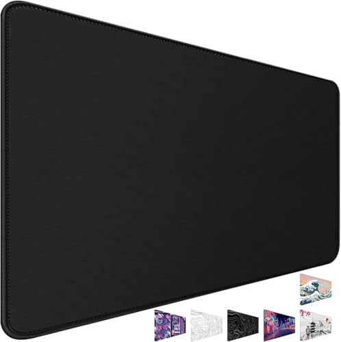 Gaming-Mauspad, großes Tastatur-Pad, Schreibtischunterlage, Schutz mit rutschfester Gummiunterseite und genähten Kanten für Computer, Laptop, Schreibtisch, Heimbürozubehör, Schwarz (80 x 40 cm) von Akduss