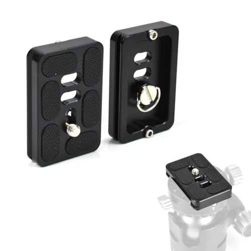 Akeipho 2 Stück Aluminium 60 mm Universal-Schnellwechselplatte mit 1/4-Zoll-Schraube, Arca Swiss Plate Stativhalterung für DSLR-Kamerastativ Kugelkopf (schwarz) von Akeipho