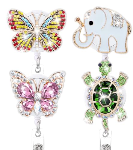 5 Stück lustige Bling Strass Badge Reel Halter einziehbar Pack Krankenschwester Glitzer Kristall Schmetterling Biene Elefant Schildkröte Krankenpflege Student Badge Clip Bulk Cute RN CNA Medical ID 5 Stück lustige Bling Strass Badge Reel Halter einziehbar Pack Krankenschwester Glitzer Kristall Schmetterling Biene Elefant Schildkröte Krankenpflege Student Badge Clip Bulk Cute RN CNA Medical ID von AkiliBIELY