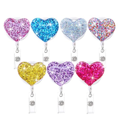 Süßes glitzerndes Herz, einziehbar, Großpackung, 8 Stück, glitzernd, Krankenschwester-Ausweishalter, Pcak mit Alligator-Acryl, glitzernd, Krankenpflege, Studenten, Abzeichen-Clip, Zubehör, RN CNA Süßes glitzerndes Herz, einziehbar, Großpackung, 8 Stück, glitzernd, Krankenschwester-Ausweishalter, Pcak mit Alligator-Acryl, glitzernd, Krankenpflege, Studenten, Abzeichen-Clip, Zubehör, RN CNA von AkiliBIELY