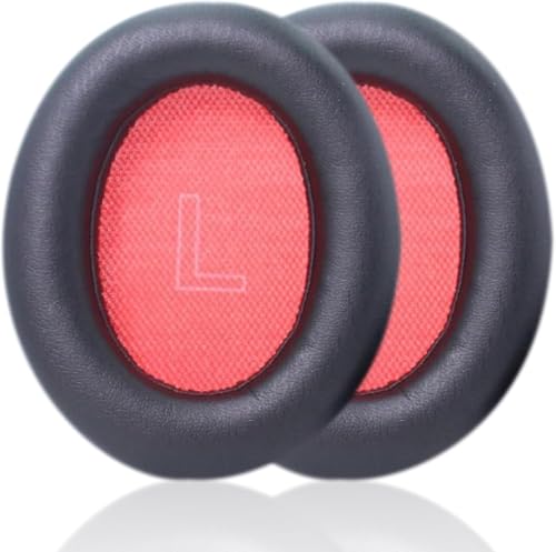 Ersatz-Ohrpolster kompatibel mit Anker Soundcore Akkiv Q10 / Q10 BT / Life 2 NEO Kopfhörern aus Proteinleder und Memory-Schaum, Schwarz und Rot von Akkiv
