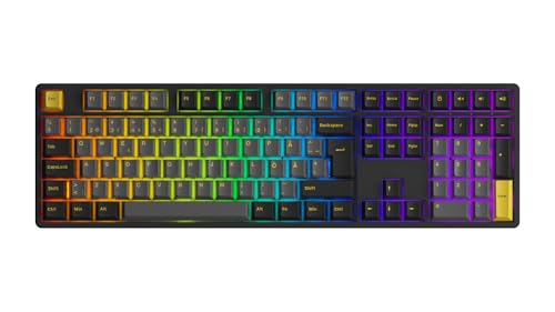 Akko 5108B Plus Mechanische Gaming Tastatur RGB, ISO-DE/Nordic Layout, Volle Größe 108 Tasten mit Hotswap Switch, Cherry PBT Keycap, Programmierbare (Schwarz Gold) von Akko