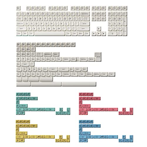 Akko Cream Keycaps Set für Mechanische Tastatur, MDA Profil, PBT Double-Shot-Tastenkappe, 282 Tasten mit 4 Gruppen Novelty Keys für ISO-UK/ANSI Layout, Kompatibel mit Tastaturen Aller Größen von Akko