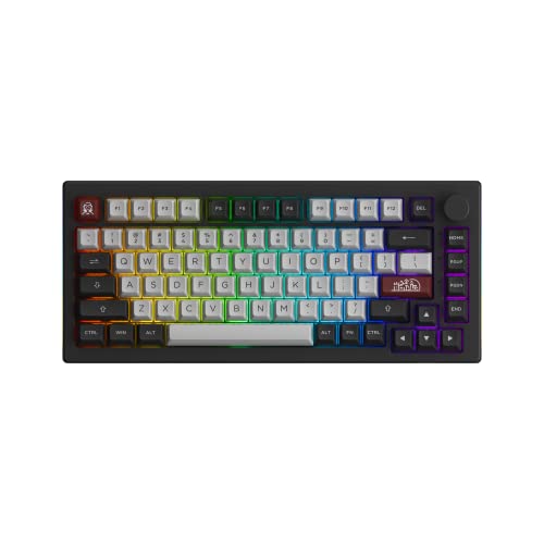 Akko Dracula Castle 5075B Plus Wireless Gaming Tastatur, LED RGB mit PBT-Tastenkappen, 2.4GHz Bluetooth, USB-C kabelgebundene Tastatur, V3 Cream Yellow Pro von Akko
