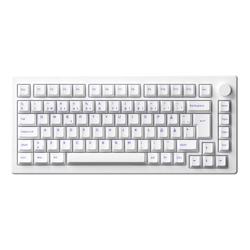 Akko MOD007 PC Gasket Mechanische Tastatur, ISO DE/Nordic Layout, 75% Gaming Keyboard mit Superelastisch und Weich Flex-Cut PCB, Hot-Swap Linear Switch (HiFi Mahjong Sound), PBT Keycap, Drehknopf von Akko