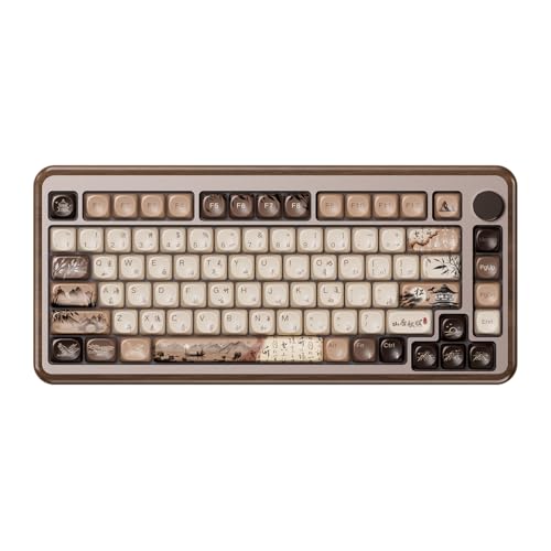 Akko MU02 Mechanical Keyboard with Walnut Wooden Case 75% RGB 2.4G Wireless/Bluetooth/Wired Hot-Swappable Gaming Keyboard for Mac & Win (US Layout, Rosewood Switch) von Akko