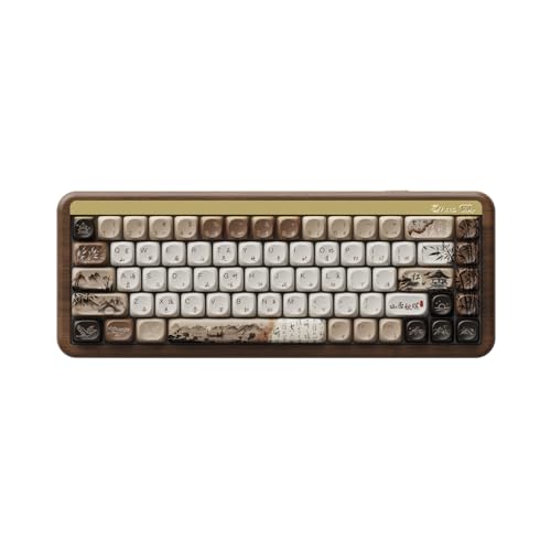 Akko Mechanical Gaming Keyboard with Walnut Wooden Case, MU01 Mountain Seclusion 65% 68-Key RGB 2.4G Wireless/Bluetooth/Wired Hot-swappable Keyboard (US Layout, Rosewoord Switch) von Akko