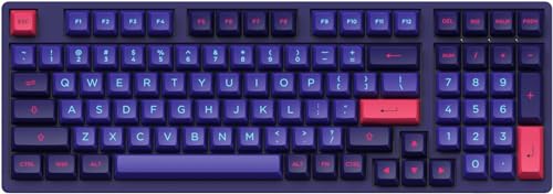 Akko Neon 3098 Mechanische Gaming Tastatur, 1800 Kompakte Tastatur in voller Größe mit Zifferntasten, 100% Anti-Ghost, Linear Switch, ASA PBT Lila Keycap, Cyberpunk-Stil, für Win/Mac von Akko