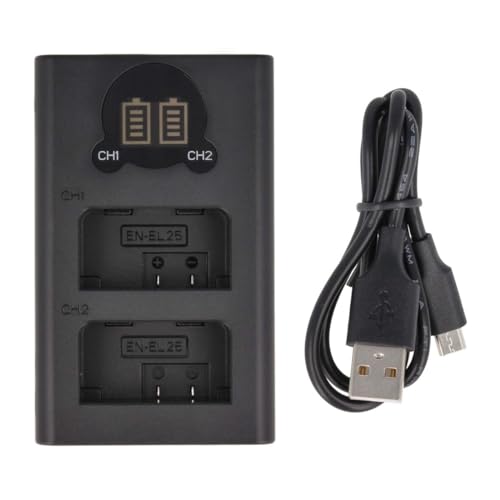 2-Fach Ladestation kompatibel mit Nikon EN-EL25 / EN-EL25a - mit LCD Display USB-Anschluss/DL-Serie 8.7V 2-Fach Ladestation kompatibel mit Nikon EN-EL25 / EN-EL25a - mit LCD Display USB-Anschluss/DL-Serie 8.7V von Akku-King