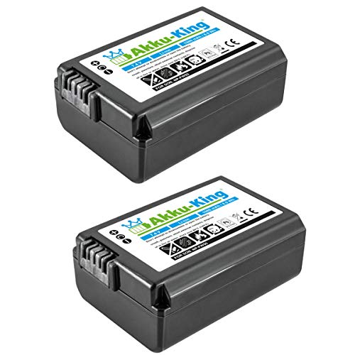 Akku-King 2 x Akku kompatibel mit Sony NP-FW50 - Li-Ion 1080mAh - für Sony Alpha 33 35 37 55 3000 5000 5100 6000 6300 6500 7 II 7R II 7S II Cyber-Shot von Akku-King