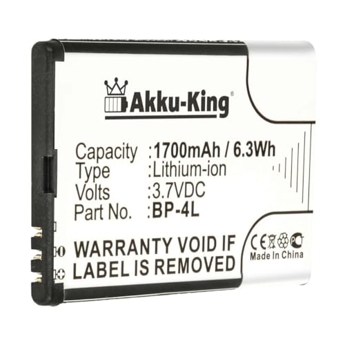 Akku-King Akku kompatibel mit Acer HH08, HH08C, BT.0010X.001, Nokia BP-4L - 1700mAh - für beTouch E110, Viewsonic V350 - Li-Ion Akku-King Akku kompatibel mit Acer HH08, HH08C, BT.0010X.001, Nokia BP-4L - 1700mAh - für beTouch E110, Viewsonic V350 - Li-Ion von Akku-King