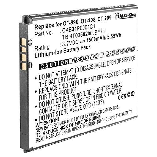 Akku-King Akku kompatibel mit Alcatel CAB31P0000C1, BY71-1500mAh - für One Touch OT 908, 909, 910, 915, 918D, 983, 985, 990, Pop C1 von Akku-King