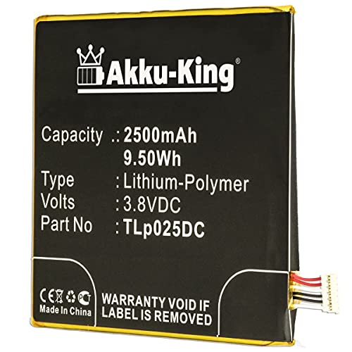 Akku-King Akku kompatibel mit Alcatel TLp025DC - Li-Polymer 2500mAh - für Alcatel One Touch Pixi 4 6.0, One Touch Pixi 4 6.0 3G, OT-8050D, OT-9001A, OT-9001X, Pixi 4 6.0 von Akku-King