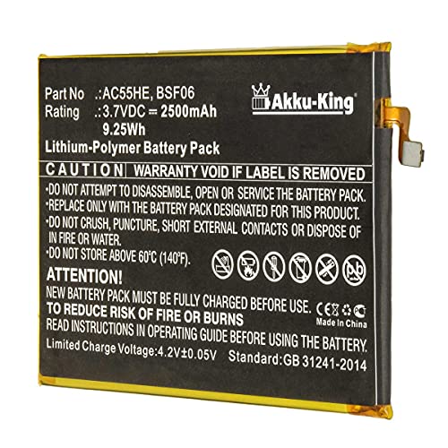 Akku-King Akku kompatibel mit Archos AC55HE, BSF06 - Li-Polymer 2500mAh - für Archos 55 Helium Ultra, A55 Helium von Akku-King