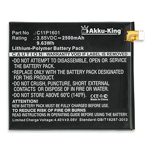 Akku-King Akku kompatibel mit Asus C11P1601 - Li-Polymer 2500mAh - für ZenFone 3 5.2, ZenFone 3 Dual SIM Global LTE, ZE520KL von Akku-King