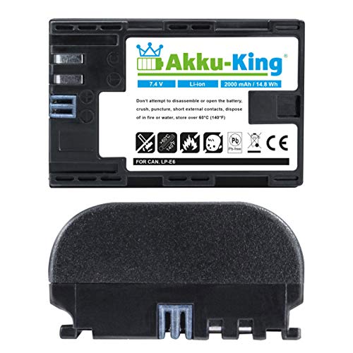 Akku-King Akku kompatibel mit Blackmagic Design LP-E6 - Li-Ion 2000mAh - für Video Pocket Micro Cinema Studio Camera 4K, Assist 5 Zoll (12,7 cm), Assist 4K 7 Zoll (17,78 cm) von Akku-King