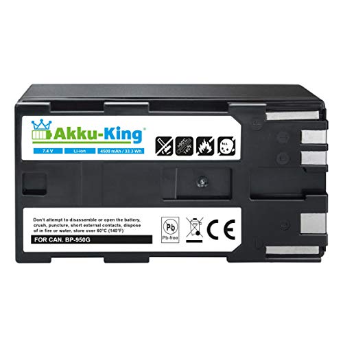 Akku-King Akku kompatibel mit Canon BP-950, BP-950G - Li-Ion 4500mAh - für C2, DM-MV1, ES-50, ES-60, FV1, G-10Hi, XF100, XL1S, V520 von Akku-King