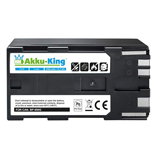 Akku-King Akku kompatibel mit Canon BP-950, BP-950G - Li-Ion 4500mAh - für C2, DM-MV1, ES-50, ES-60, FV1, G-10Hi, XF100, XL1S, V520 Akku-King Akku kompatibel mit Canon BP-950, BP-950G - Li-Ion 4500mAh - für C2, DM-MV1, ES-50, ES-60, FV1, G-10Hi, XF100, XL1S, V520 von Akku-King