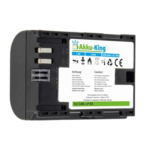 Akku-King Akku kompatibel mit Canon LP-E6 - Li-Ion 2250mAh - für EOS 5D Mark II, 5D Mark III, 5D Mark IV, 5DS, 5DS R, 6D, 7D, 7D Mark II, 60D, 60Da Akku-King Akku kompatibel mit Canon LP-E6 - Li-Ion 2250mAh - für EOS 5D Mark II, 5D Mark III, 5D Mark IV, 5DS, 5DS R, 6D, 7D, 7D Mark II, 60D, 60Da von Akku-King