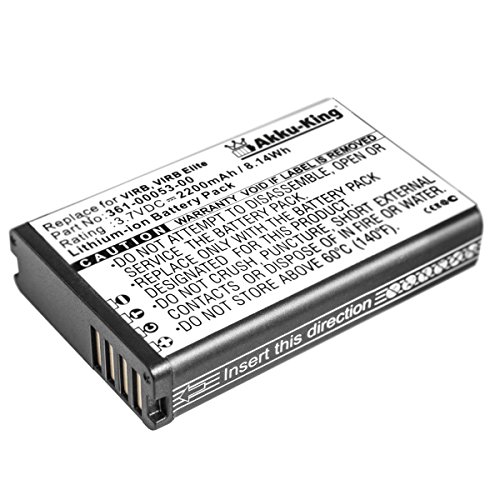 Akku-King Akku kompatibel mit Garmin 010-11599-00, 010-11654-03 - Li-Ion 2200mAh - für Virb, Virb Elite, Virb Elite Action HD Camera 1.4, E1GR, E1GRVI Akku-King Akku kompatibel mit Garmin 010-11599-00, 010-11654-03 - Li-Ion 2200mAh - für Virb, Virb Elite, Virb Elite Action HD Camera 1.4, E1GR, E1GRVI von Akku-King