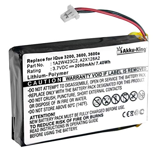 Akku-King Akku kompatibel mit Garmin 1A2W423C2, A2X128A2 - Li-Polymer 2000mAh - für iQue 3200, iQue 3600, iQue 3600a Akku-King Akku kompatibel mit Garmin 1A2W423C2, A2X128A2 - Li-Polymer 2000mAh - für iQue 3200, iQue 3600, iQue 3600a von Akku-King