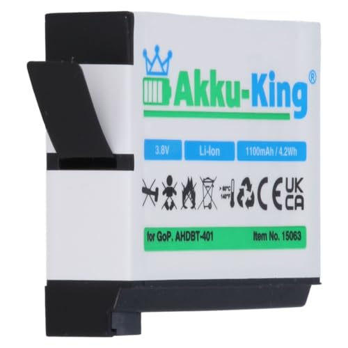 Akku-King Akku kompatibel mit GoPro AHDBT-401 - Li-Ion 1100mAh - für HD Hero 4, Hero 4 Black, Hero 4 Silver, Music, Surf Akku-King Akku kompatibel mit GoPro AHDBT-401 - Li-Ion 1100mAh - für HD Hero 4, Hero 4 Black, Hero 4 Silver, Music, Surf von Akku-King