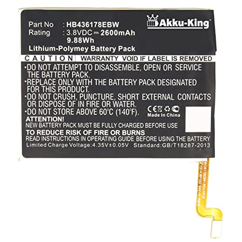 Akku-King Akku kompatibel mit Huawei HB436178EBW - Li-Polymer 2600mAh - für Mate S, S Force Touch Premium Edition, Ascend Mate 7S, CRR-CL00, CRR-CL20 von Akku-King