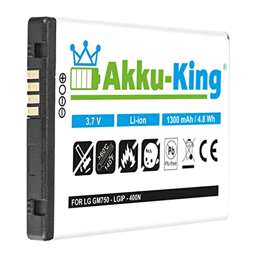 Akku-King Akku kompatibel mit LG LGIP-400N SBPP0027401-1300 mAh - für GM750 GT540 GW620 Optimus One P500 GW825 GW620f GX500 GX200 - Li-Ion von Akku-King