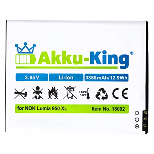 Akku-King Akku kompatibel mit Microsoft/Nokia BV-T4D - Li-Ion 3350mAh - für Lumia 950 XL, 950 XL Dual SIM, Cityman von Akku-King