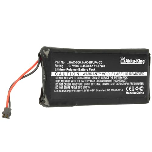 Akku-King Akku kompatibel mit Nintendo HAC-006 - Li-Polymer 450mAh - für Switch Controller HAC-015, HAC-016, HAC-A-JCL-C0, HAC-A-JCR-C0 Akku-King Akku kompatibel mit Nintendo HAC-006 - Li-Polymer 450mAh - für Switch Controller HAC-015, HAC-016, HAC-A-JCL-C0, HAC-A-JCR-C0 von Akku-King