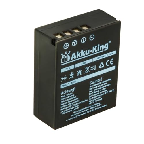 Akku-King Akku kompatibel mit Olympus BLH1, BLH-1 - Li-Ion 2250mAh - VOLLDEKODIERT mit Restlaufanzeige - für Olympus OM-D, EM-1 Mark 2, EM-1 Mark II, E-M1X von Akku-King