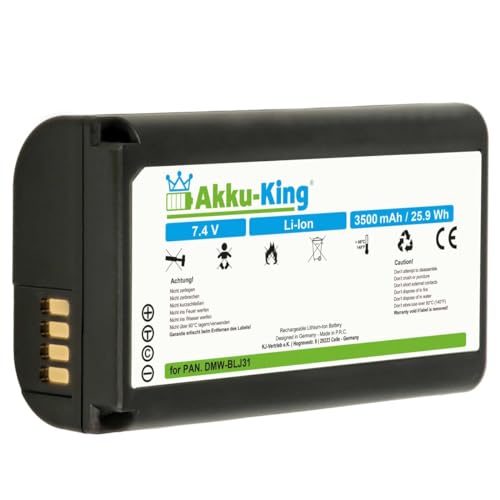Akku-King Akku kompatibel mit Panasonic DMW-BLJ31 - Li-Ion 3500mAh - für Panasonic Lumix DC-S1, DC-S1R, DC-S1H von Akku-King