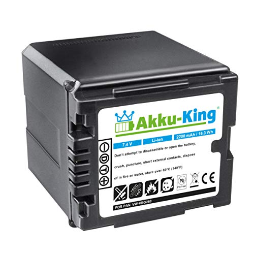 Akku-King Akku kompatibel mit Panasonic VW-VBG260, VW-VBG260-K, VW-VBG260PPK, Lumix DMC-L10 - Li-Ion - 2200mAh von Akku-King