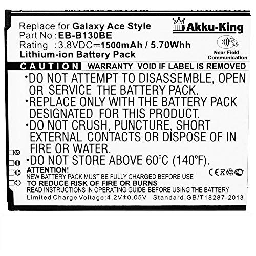 Akku-King Akku kompatibel mit Samsung EB-B130BE, EB-BG313BBE, GH43-04256A - Li-Ion 1500mAh - mit NFC - für Galaxy Ace 4 3G, Galaxy Ace NXT von Akku-King