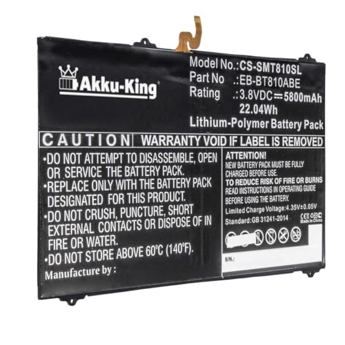 Akku-King Akku kompatibel mit Samsung EB-BT810ABA, EB-BT810ABE - Li-Polymer 5800mAh - für Galaxy Tab S2 9.7 LTE-A, Galaxy Tab S2 Plus 9.7 LTE-A Akku-King Akku kompatibel mit Samsung EB-BT810ABA, EB-BT810ABE - Li-Polymer 5800mAh - für Galaxy Tab S2 9.7 LTE-A, Galaxy Tab S2 Plus 9.7 LTE-A von Akku-King