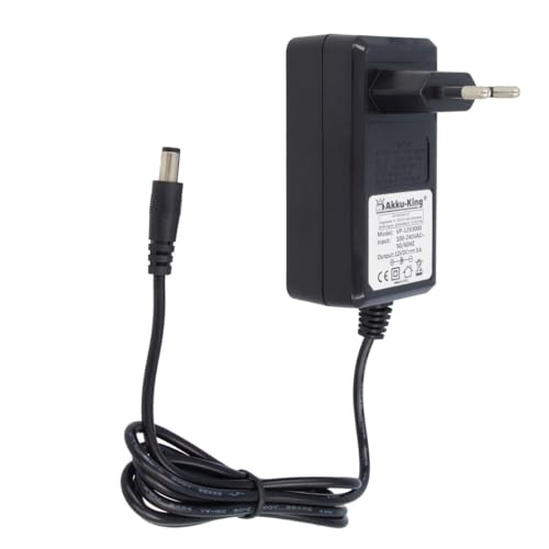 Akku-King Netzteil 12V 3A 36W | 5,5 x 2,5 mm Stecker | Außen Minus -(+ Innen Plus | Universal Ladegerät kompatibel mit DVD Player, LCD Monitor, TFT Bildschirm, Konsolen von Akku-King